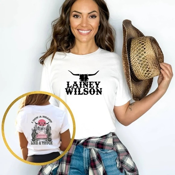 Lainey Wilson Concert, Lainey Wilson Shirt, Heart Like A Truck  Tshirt 2 Sided - Picture 1 of 4
